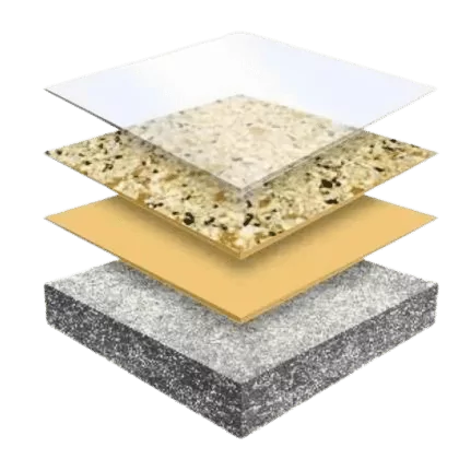 concrete floor coating decorative chip flake layers